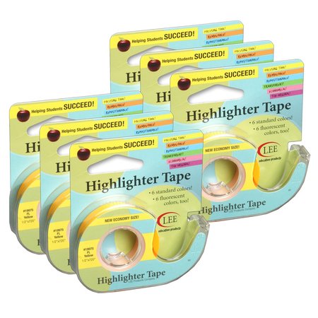 LEE PRODUCTS Removable Highlighter Tape, Fluorescent Yellow, PK6 19975